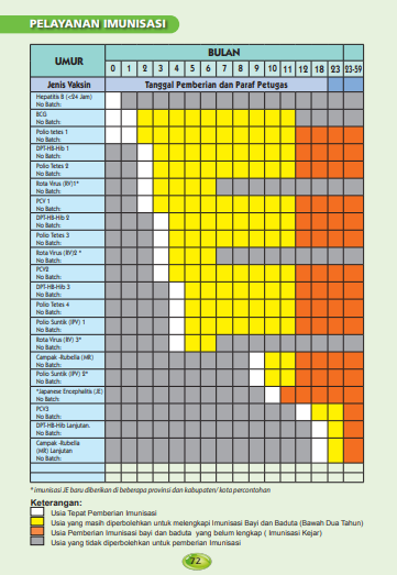 jadwal imunisasi bayi buku KIA